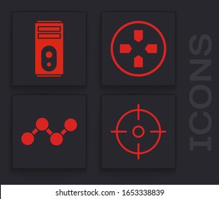 Establezca el icono Deporte de destino, Equipo, Gamepad y Compartir. Vector