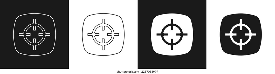 Set Target sport icon isolated on black and white background. Clean target with numbers for shooting range or shooting.  Vector