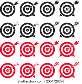 Set of targets icon. Flat design element. Vector illustration. Isolated on white background.