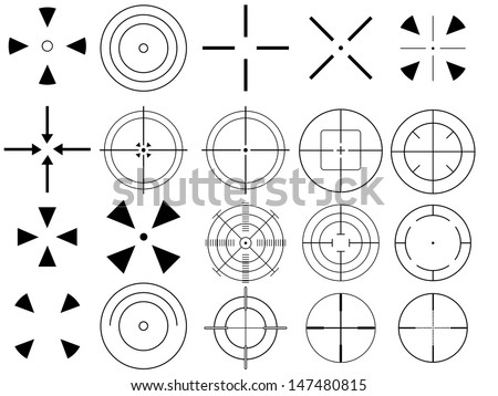 Set of targets illustrated on white background