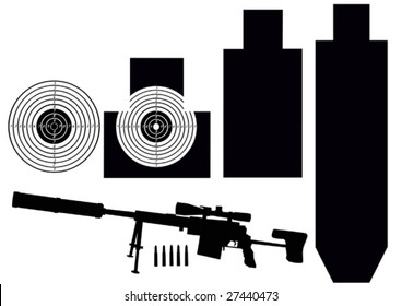 Set of targets and rifle