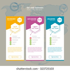 Fixez les tarifs. pour le site. bannière vectorielle ui ux pour application web. Table de prix Pastel, bannière, commande, boîte, bouton, liste et puce avec plan de site web en design plat