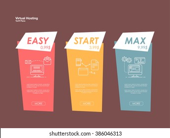 Set tariffs. interface for the site. ui ux vector banner for web app. Pastel pricing table, banner, order, box, button, list and bullet with plan for website in flat design