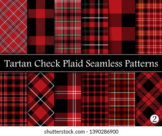 Set  Tartan Plaid Scottish Seamless Pattern. Texture from tartan, plaid, tablecloths, shirts, clothes, dresses, bedding, blankets and other textile. Vol 02