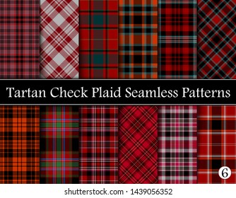 Set  Tartan Plaid Scottish Seamless Pattern. Texture from tartan, plaid, tablecloths, shirts, clothes, dresses, bedding, blankets and other textile. Vol 06