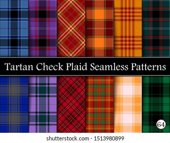 Set Tartan Plaid Scottish Seamless Pattern 