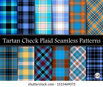Set Tartan Plaid Scottish Seamless Pattern. Texture from tartan, plaid, tablecloths, shirts, clothes, dresses, bedding, blankets and other textile. Vol 68