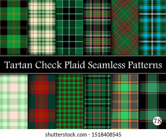 Set Tartan Plaid Scottish Seamless Pattern. Texture from tartan, plaid, tablecloths, shirts, clothes, dresses, bedding, blankets and other textile. Vol 78