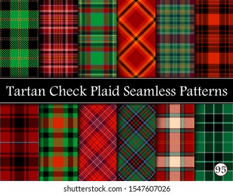 Set Tartan Plaid Scottish Seamless Pattern. Texture from tartan, plaid, tablecloths, shirts, clothes, dresses, bedding, blankets and other textile. Vol 95