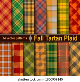 Set  Tartan Seamless Pattern Background. Fall color panel Plaid, Tartan Flannel Shirt Patterns. Autumn Trendy Tiles Vector Illustration for Wallpapers
