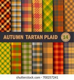 Set  Tartan Seamless Pattern Background. Autumn color panel Plaid, Tartan Flannel Shirt Patterns. Trendy Tiles Vector Illustration for Wallpapers.