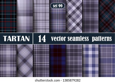 Set Tartan Seamless Pattern.  Illustration for Wallpapers. Tartan Plaid Inspired Background. Suits for Decorative Paper, Fashion Design and House Interior Design, as Well as for Hand Crafts and DIY