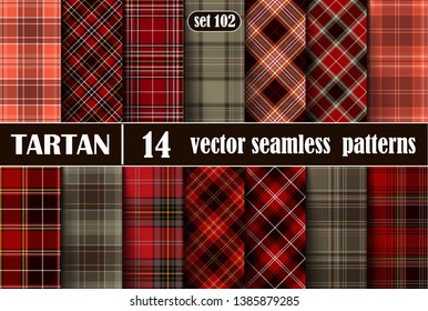 Set Tartan Seamless Pattern.  Illustration for Wallpapers. Tartan Plaid Inspired Background. Suits for Decorative Paper, Fashion Design and House Interior Design, as Well as for Hand Crafts and DIY