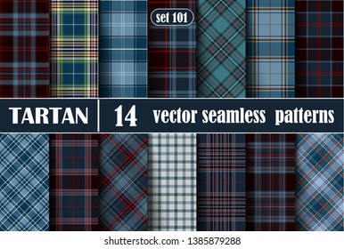 Set Tartan Seamless Pattern.  Illustration for Wallpapers. Tartan Plaid Inspired Background. Suits for Decorative Paper, Fashion Design and House Interior Design, as Well as for Hand Crafts and DIY