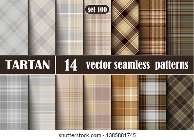 Set Tartan Seamless Pattern.  Illustration for Wallpapers. Tartan Plaid Inspired Background. Suits for Decorative Paper, Fashion Design and House Interior Design, as Well as for Hand Crafts and DIY