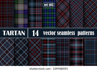 Set Tartan Seamless Pattern.  Illustration for Wallpapers. Tartan Plaid Inspired Background. Suits for Decorative Paper, Fashion Design and House Interior Design, as Well as for Hand Crafts and DIY
