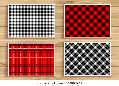 Set Tartan Seamless Pattern. Lumberjack Flannel Shirt Inspired. Seamless Tiles. Trendy Hipster Style Backgrounds. Vector Files Pattern Swatches