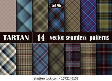 Set Tartan Seamless Pattern. Tartan Plaid Inspired Background. Suits for Decorative Paper, Fashion Design and House Interior Design, as Well as for Hand Crafts and DIY