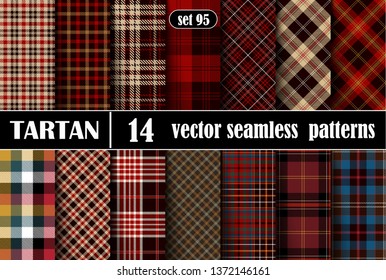 Set Tartan Seamless Pattern. Tartan Plaid Inspired Background. Suits for Decorative Paper, Fashion Design and House Interior Design, as Well as for Hand Crafts and DIY