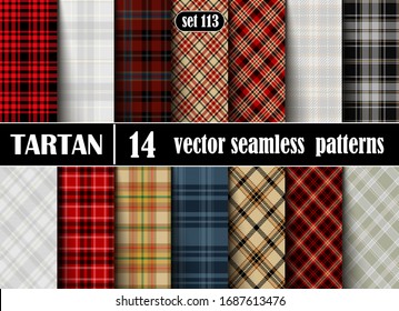 Set Tartan Seamless Pattern. Trendy Illustration for Wallpapers. Tartan Plaid Inspired Background. Suits for Decorative Paper, Fashion Design and House Interior Design. Vector Illustration
