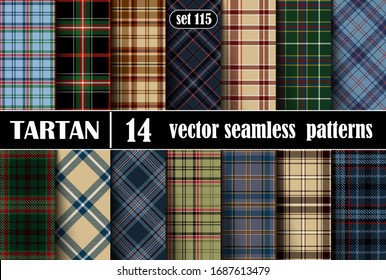 Set Tartan Seamless Pattern. Trendy Illustration for Wallpapers. Tartan Plaid Inspired Background. Suits for Decorative Paper, Fashion Design and House Interior Design. Vector Illustration
