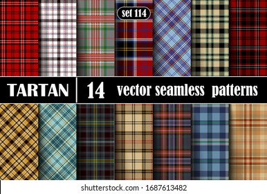 Set Tartan Seamless Pattern. Trendy Illustration for Wallpapers. Tartan Plaid Inspired Background. Suits for Decorative Paper, Fashion Design and House Interior Design. Vector Illustration
