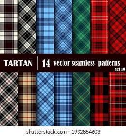 Set Tartan Seamless Pattern. Trendy Illustration for Wallpapers. Tartan Plaid Inspired Background. Suits for Decorative Paper, Fashion Design and House Interior Design, as Well as for Hand Crafts and 