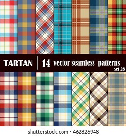 Set Tartan Seamless Pattern. Trendy Vector Illustration for Wallpapers. Seamless Tartan Tiles. Suits for Decorative Paper, Fashion Design and House Interior Design, as Well as for Hand Crafts 