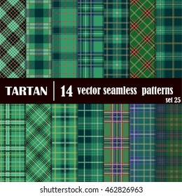 Set Tartan Seamless Pattern. Trendy Vector Illustration for Wallpapers. Seamless Tartan Tiles. Suits for Decorative Paper, Fashion Design and House Interior Design, as Well as for Hand Crafts 
