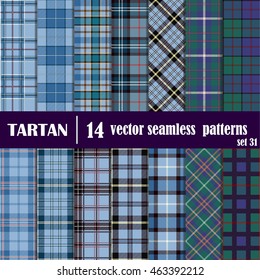 Set Tartan Seamless Pattern. Trendy Vector Illustration for Wallpapers. Seamless Tartan Tiles. Suits for Decorative Paper, Fashion Design and House Interior Design, as Well as for Hand Crafts 
