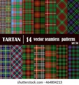 Set Tartan Seamless Pattern. Trendy Vector Illustration for Wallpapers. Seamless Tartan Tiles. Suits for Decorative Paper, Fashion Design and House Interior Design, as Well as for Hand Crafts 