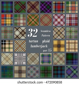 Set Tartan Seamless Pattern. Trendy Vector Illustration for Wallpapers. Seamless Tartan Tiles. Suits for Decorative Paper, Fashion Design and House Interior Design, as Well as for Hand Crafts 