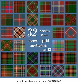 Set Tartan Seamless Pattern. Trendy Vector Illustration for Wallpapers. Seamless Tartan Tiles. Suits for Decorative Paper, Fashion Design and House Interior Design, as Well as for Hand Crafts 
