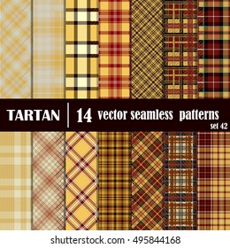 Set Tartan Seamless Pattern. Trendy Vector Illustration for Wallpapers. Seamless Tartan Tiles. Suits for Decorative Paper, Fashion Design and House Interior Design, as Well as for Hand Crafts 