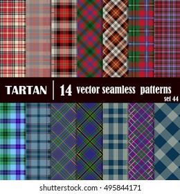 Set Tartan Seamless Pattern. Trendy Vector Illustration for Wallpapers. Seamless Tartan Tiles. Suits for Decorative Paper, Fashion Design and House Interior Design, as Well as for Hand Crafts 