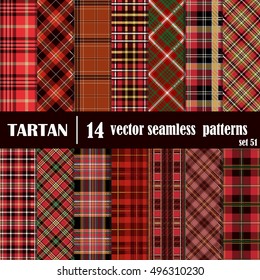Set Tartan Seamless Pattern. Trendy Vector Illustration for Wallpapers. Seamless Tartan Tiles. Suits for Decorative Paper, Fashion Design and House Interior Design, as Well as for Hand Crafts 