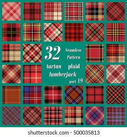 Set Tartan Seamless Pattern. Trendy Vector Illustration for Wallpapers. Seamless Tartan Tiles. Suits for Decorative Paper, Fashion Design and House Interior Design, as Well as for Hand Crafts 