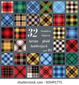Set Tartan Seamless Pattern. Trendy Illustration for Wallpapers. Plaid Inspired Background. Suits for Decorative Paper, Fashion Design and House Interior Design, as Well as for Hand Crafts 