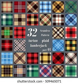 Set Tartan Seamless Pattern. Trendy Vector Illustration for Wallpapers. Seamless Tartan Tiles. Suits for Decorative Paper, Fashion Design and House Interior Design, as Well as for Hand Crafts 