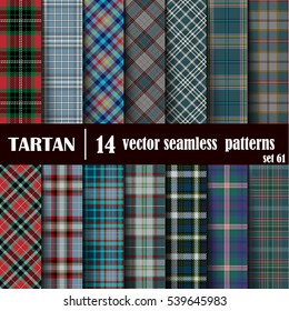 Set Tartan Seamless Pattern. Trendy Vector Illustration for Wallpapers. Seamless Tartan Tiles. Traditional Scottish Ornament. Plaid Inspired Background.