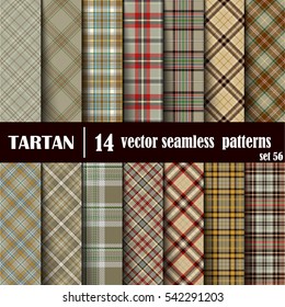 Set Tartan Seamless Pattern. Trendy Vector Illustration for Wallpapers. Seamless Tartan Tiles. Traditional Scottish Ornament. Plaid Inspired Background.