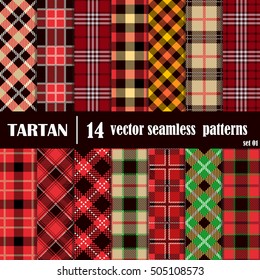 Set Tartan Seamless Pattern.Ilustración de moda para fondos de escritorio.Tartán Planchar fondo inspirado. Trajes decorativos de papel, diseño de moda y diseño interior de la casa, así como artesanías a mano y bricolaje.