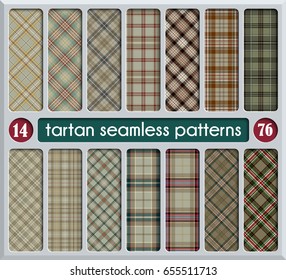 Set Tartan Seamless Pattern.Trendy Illustration for Wallpapers.Tartan Plaid Inspired Background.Suits for Decorative Paper, Fashion Design and House Interior Design, as Well as for Hand Crafts and DIY