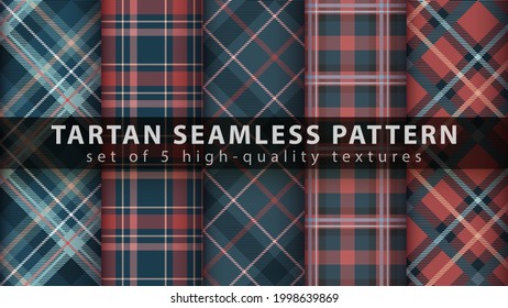 Set tartan textile seamless pattern