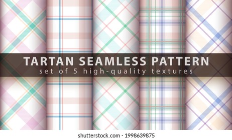 Set tartan textile seamless pattern