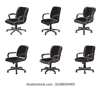 set of task chair silhouette vector illustration
