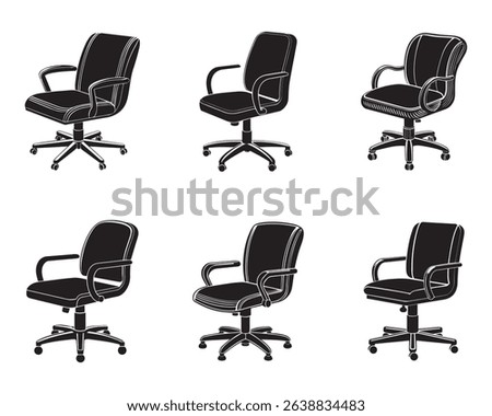 set of task chair silhouette vector illustration

