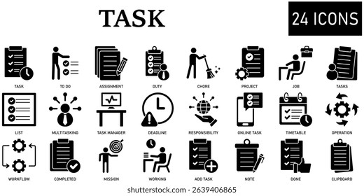 Set of task Icons or symbols Vector fully editable file.