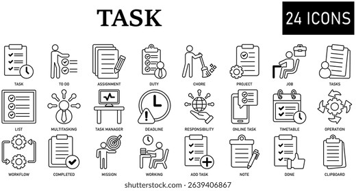 Set of task Icons or symbols Vector fully editable file.