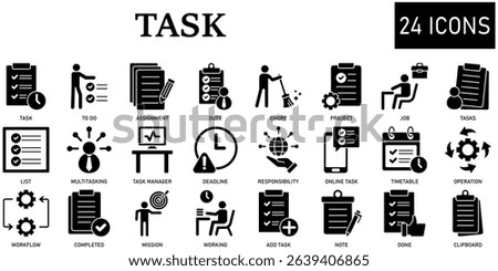 Set of task Icons or symbols Vector fully editable file.